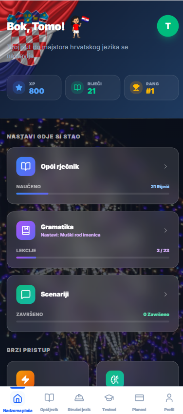 Crolingo home screen